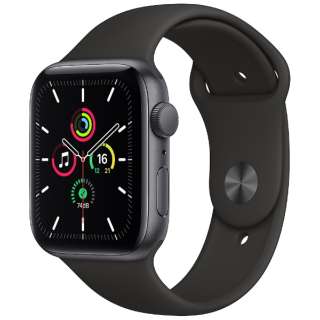 Apple Watch SE（GPSモデル）- 44mmスペースグレイアルミニウムケースとブラックスポーツバンド - レギュラー MYDT2J/A