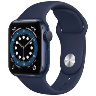 Apple Watch Series 6（GPSモデル）- 40mmブルーアルミニウムケースとディープネイビースポーツバンド - レギュラー MG143J/A