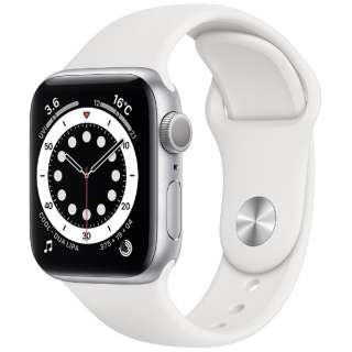 Apple Watch Series 6（GPSモデル）- 40mmシルバーアルミニウムケースとホワイトスポーツバンド - レギュラー MG283J/A