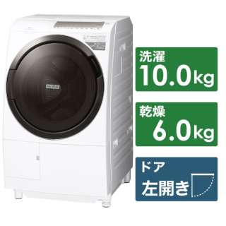 ［左開き］ ドラム式洗濯乾燥機 （洗濯10.0kg／乾燥6.0kg）「ヒートリサイクル 風アイロン ビッグドラム」　BD-SG100GL-W ホワイト 【洗濯槽自動お掃除・ヒーター乾燥機能付】